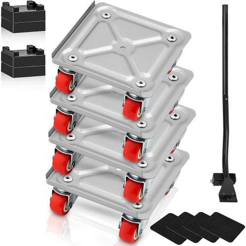 VEVOR Chariot de Déménagement 4PCS Déplace Meubles Lourds Capacité 113,4 kg Acier au Carbone 4 Roues