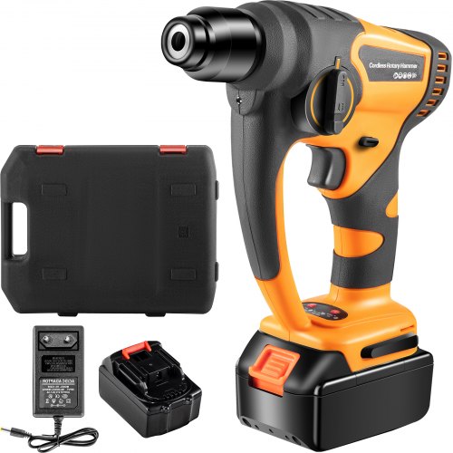 VEVOR Perceuse à Percussion sans Fil 18 V Marteau Perforateur Rotative sans Balais Perforateur sans Fil 0-4500 bpm 2 Modes Marteau ou Perçage Écran Tactile Vitesse Variable LED Percer Bois Acier Béton