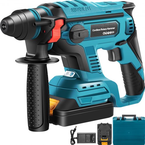 Vevor Marteau Perforateur Sans Fil Perceuse à Percussion Rotative 18 V 4 Modes