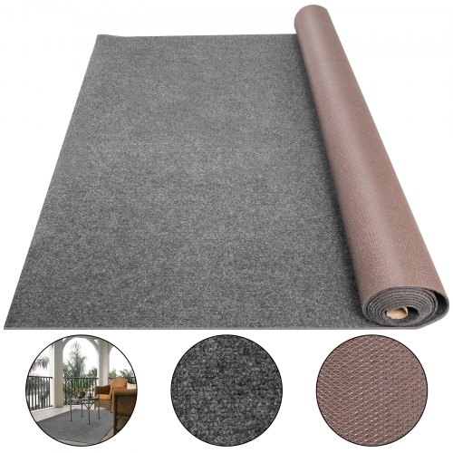 Tapis De Salon 1.8x14 M Tapis Extérieur Intérieur En Polyesterr Gris 5 Mm D'epai