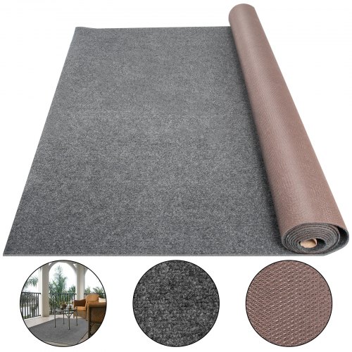 VEVOR Tapis d'Extérieur Gris pour Couloir 4 m x 1.8 m Antidérapant en Fibre de Polyester + TPR Netto