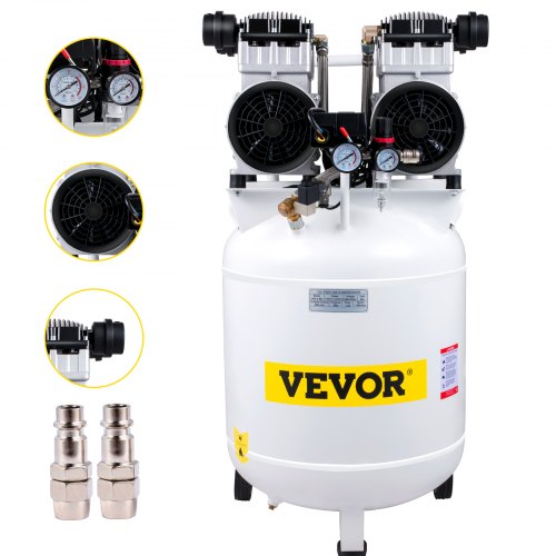 VEVOR Compresseur d'Air 90L Compresseur sans Huile 2200W Compresseurs à Air Comprimé Acier Allié 144