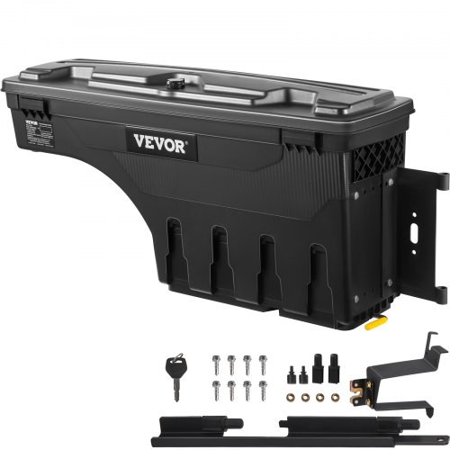 VEVOR Boîte de Rangement pour Lit de Camion Noir 34 kg Ramasseur Arrière Boîte à Outils pour Ranger