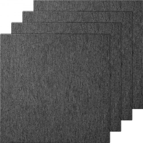 

VEVOR Dalles de moquette réutilisables, 50x50 cm, tapis de sol carrés avec rembourrage, 20PCS, dalle poils courts facile à installer protège les sols durs pour chambre à coucher, salon, gris foncé