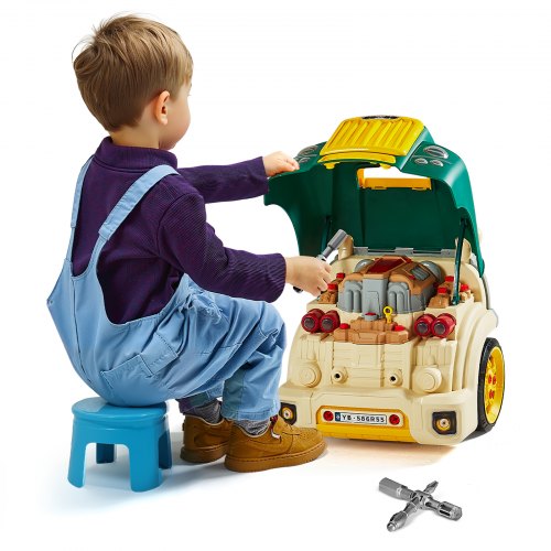 

VEVOR Jouet Moteur de Camion, 60 Accessoires, Jouet Mécanicien Camion Enfant avec Lumières, Sons, Volant, Kit Jeu Imitation Mécanicien Réparation Atelier Automobile pour Enfants 3 Ans et Plus, Vert