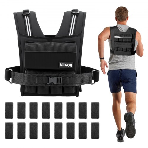 

VEVOR Gilet Lesté Réglable, Veste Lestée avec Poids en Fer, pour Marche Course Jogging Randonnée Entraînement Croisé Fitness, Gilet de Poids pour Musculation avec Épaulettes et Bandes Réfléchissantes