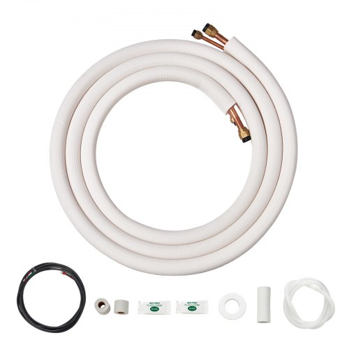 

VEVOR Ensemble lignes divisées pour climatiseur, 4,8 m, tubes en cuivre CVC 9,5 mm 16 mm diamètre, isolation triple couche, avec câble de connexion pour équipement de climatisation, de pompe à chaleur