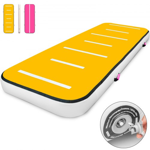 VEVOR Tapis de Gymnastique Gonflable 3M Tapis de Gymnastique Airtrack Epaisseur 20cm Tapis de Tumbling Thermoscellé Piste Gonflable Gymnastique Rouge et Jaune Yoga Club de Fitness Domicile sur l'eau