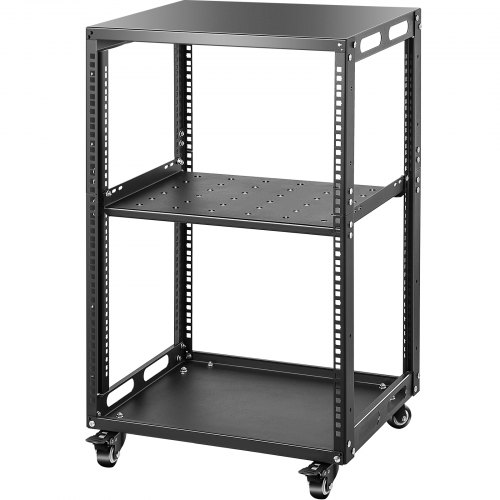 VEVOR Rack de Serveur à Cadre Ouvert 15 U 48,3 cm Rack Ouvert pour Serveurs à 4 Montants Rack à Cadre Ouvert 180 kg Roulettes Étagère Accès Facile Équipement Réseau Audiovisuel KVM Gestion Câble