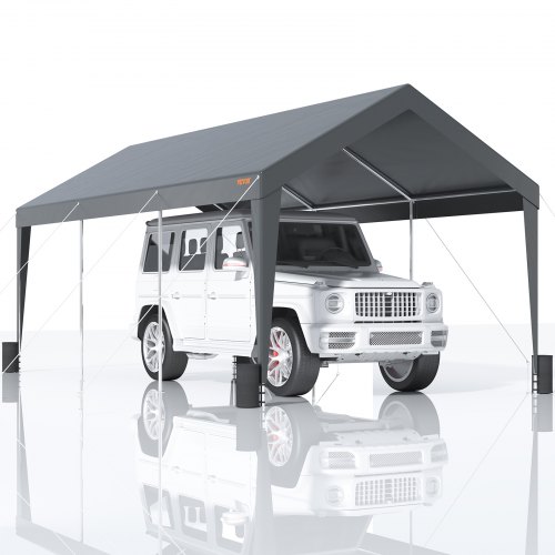 

VEVOR Carport Auvent pour Voiture, Abri de Garage Extérieur 3x6 m avec 8 Poteaux Renforcés et 4 Sacs Lestés, Résistant aux UV, Étanche, Abri d'Auto Instantanée pour Fête, Jardin, Bateau, Gris Foncé