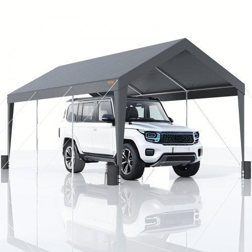 

VEVOR Carport Auvent pour Voiture, Abri de Garage Extérieur 3x6 m avec 8 Poteaux Renforcés et 4 Sacs Lestés, Résistant aux UV, Étanche, Abri d'Auto Instantanée pour Fête, Jardin, Bateau, Gris Foncé