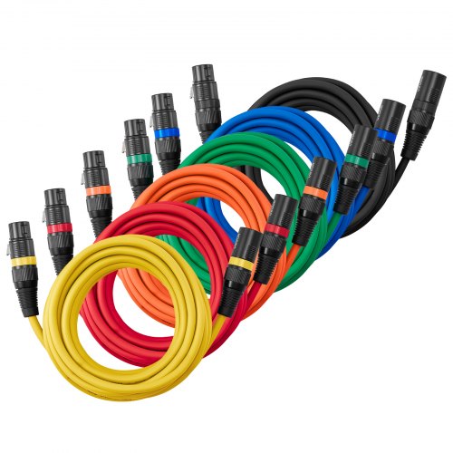 

VEVOR Câble XLR 4,57 m, lot de 6, câble de microphone DMX mâles vers femelles symétriques blindés, cordon de haut-parleur XLR 3 broches plaqués or, pour éclairage de scène, amplificateurs, mixeurs