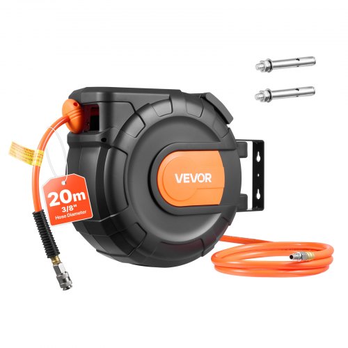 

VEVOR Enrouleur Tuyau Air Comprimé 20 m x 9,5 mm Dévidoir Tuyaux Compresseur Air Pression Max 20,7 bar Enrouleur Fermé Automatique Tuyaux PVC, Fixation Plafond Mur Pivotante 180°, Tuyau d'Arrivée 2 m