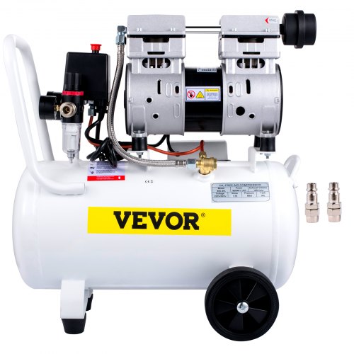 VEVOR Compresseur d'Air 30L Compresseur Silencieux sans Huile 850W Compresseurs à Air Comprimé Acier