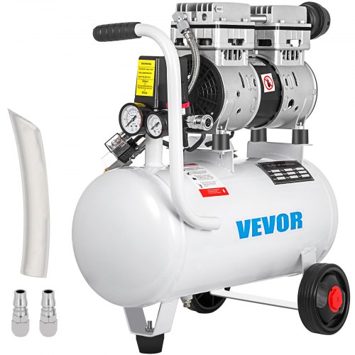 VEVOR Compresseur d'air Silencieux sans Huile 5,5 Gallons 25 L Compresseur Silencieux 750W 1HP Compr