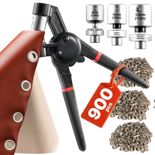 

VEVOR Kit outils pour œillets métalliques avec pince 900 pièces 6 mm 10 mm 12 mm