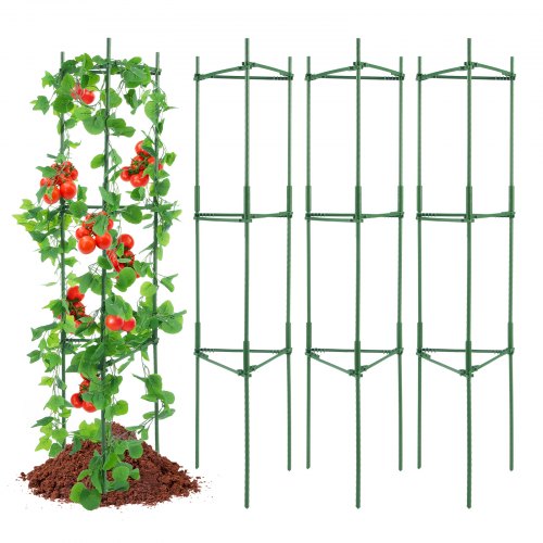 

VEVOR Cage à tomates, 28x28x162 cm, support pour plantes de jardin, lot de 4 cages empilables pour plantes hautes, tours à tomates en treillis pour jardin surélevé, légumes, fleurs, plantes grimpantes