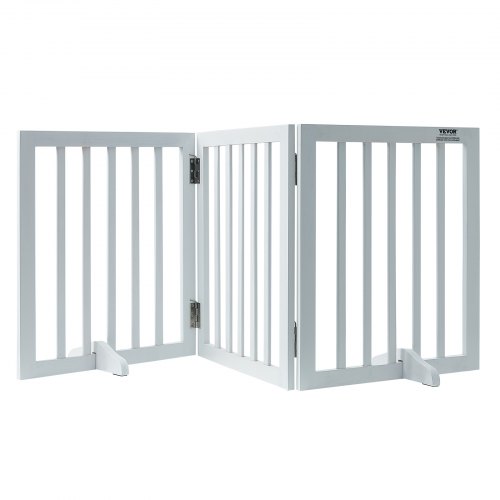 

VEVOR Barrière de Sécurité pour Chiens 153x61 cm Autoportant et Pliable Blanc