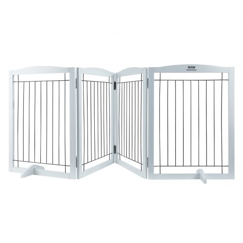 

VEVOR Barrière de Sécurité pour Chiens 245x81,3 cm, Barrière d'Escalier Autoportant, 4 Panneaux Pliables pour Passages Larges et Étroits, Clôtures pour Animaux de Compagnie, pour Couloir, Blanc