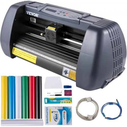 VEVOR Plotter de Découpe Vinyle 375 mm Machine avec Logiciel de Signmaster, Traceur Coupeur Imprimante de Coupe de Précision, Coupe-Vinyle avec Écran LCD Numérique Ports USB SÉRIE pour Tracer Découper