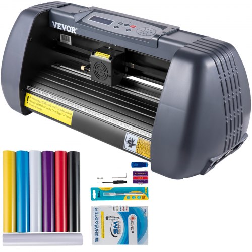 

VEVOR Plotter de Découpe Vinyle 375 mm Machine avec Logiciel de Signmaster, Traceur Coupeur Imprimante de Coupe de Précision, Coupe-Vinyle avec Écran LCD Numérique Ports USB SÉRIE pour Tracer Découper