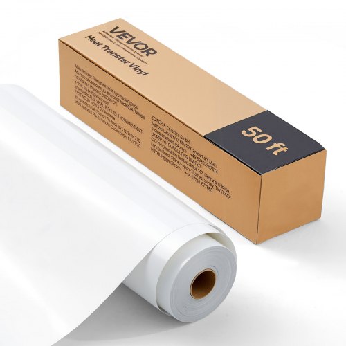 

VEVOR Rouleau Vinyle Thermocollant Blanc Brillant 30,48x1524 cm, Flex Thermocollant Facile à Découper et à Désherber, Forte Adhérence, HTV Compatible avec Machine de Découpe, pour Divers Matériaux