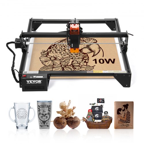 

VEVOR Machine à Graver Laser 10 W Graveur Laser Zone de Travail 38x40 cm Vitesse de Déplacement 10000 mm/min Point Compressé, Protection Oculaire, Machine de Découpe Gravure pour Bois Certains Métaux
