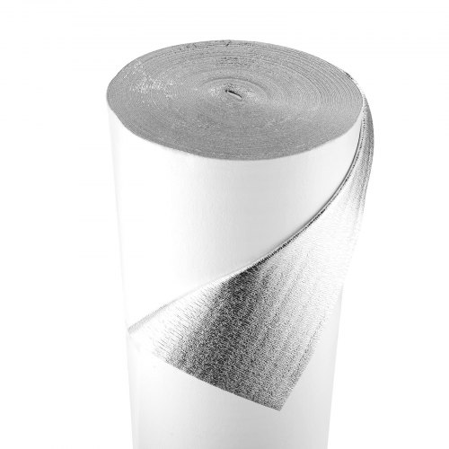 

VEVOR Isolant thermique réfléchissant, 12,2 x 76,2 m, rouleau d'isolation barrière radiante, épaisseur 3 mm, feuille d'aluminium, noyau en mousse EPE et film PE blanc, pour portes de garage, fenêtres