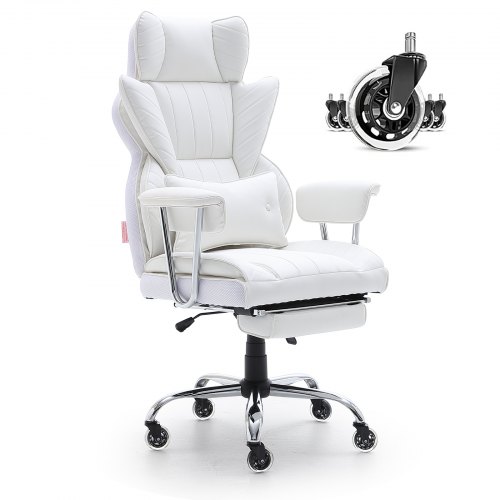 VEVOR Chaise de Bureau en Cuir PU Fauteuil de Direction Ergonomique avec Soutien Lombaire Réglable e