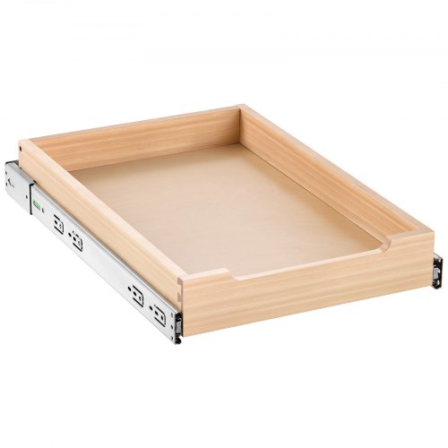 

VEVOR Organiseur d'armoire coulissant 356 x 533 mm, tiroir coulissant cuisine en bois, étagère coulissante à fermeture douce, assemblage inférieur et latéral, pour cuisine, garde-manger, salle de bain