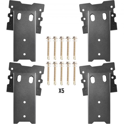 VEVOR 4PCS Supports Poteaux Bois 18x10,8x24,5 cm Connecteur Poutre Acier Base à Visser 2 mm Convient