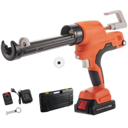 VEVOR Pistolet à Cartouche 6500 N Pistolet à Mastic sans Fil Pistolet à Cartouche Mécanique 300 mL en Fer Vitesse Contrôlable pour Verres Céramiques Produits Sanitaires Appareils Électriques Toilette