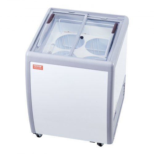 

VEVOR Vitrine Réfrigérée à Crème Glacée Commerciale, Comptoir à Glace 158 L, Congélateur Mobile avec Dessus en Verre, 4 Grandes Cuves, 2 Portes Coulissantes en Verre, Roulettes Verrouillables, Blanc