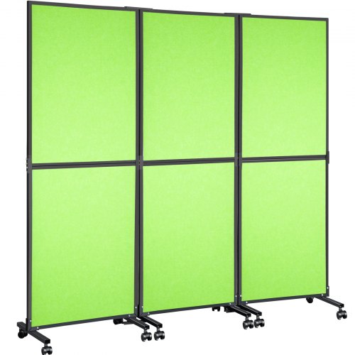 VEVOR Cloison de Séparation Acoustique, 183x168 cm Séparateur de Pièce Acoustique, 3 pcs Vert comme Thé Paravent Acoustique, Mobile sur Pied Panneaux de Séparation, Espace Privé Réduire Bruit Bureau