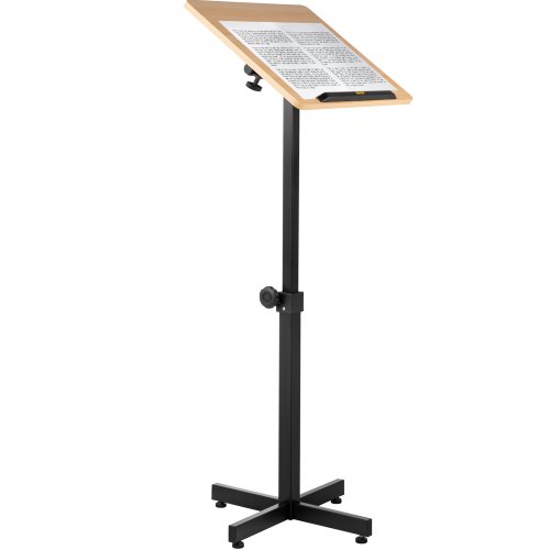 

VEVOR Pupitre de pudium, Table d'ordinateur Portable réglable en Hauteur, Support de présentation Portable pour Salle de Classe, Bureau, église, Bureau inclinable avec butée de Bord, chêne