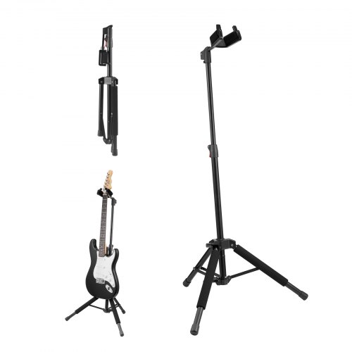 

VEVOR Support de guitare sur pied, capacité de charge 33 lb/15 kg, porte guitares basses pliable avec hauteur réglable 900-1200 mm, support à trépied pour guitare acoustique électrique basse classique