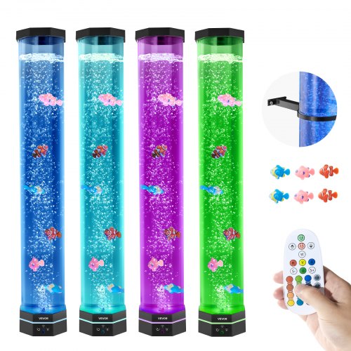 

VEVOR Lampe à Bulles avec 6 Poissons Flottants, 80 cm, 16 Effets Lumières Changeantes de Couleur, Télécommande, Lumière Apaisante, Lampe Ambiance pour Chambre à Coucher, Salon, Décoration Intérieure