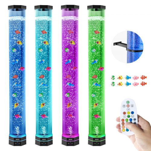 VEVOR Lampe à Bulles avec 10 Poissons Flottants
