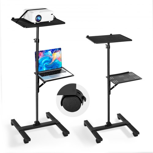 

VEVOR Support de projecteur avec roulettes, support vidéoprojecteur sur pied avec hauteur réglable de 86 à 136 cm, stand de vidéoprojecteur avec 2 plateaux, pour cinéma en plein air, maison, réunions