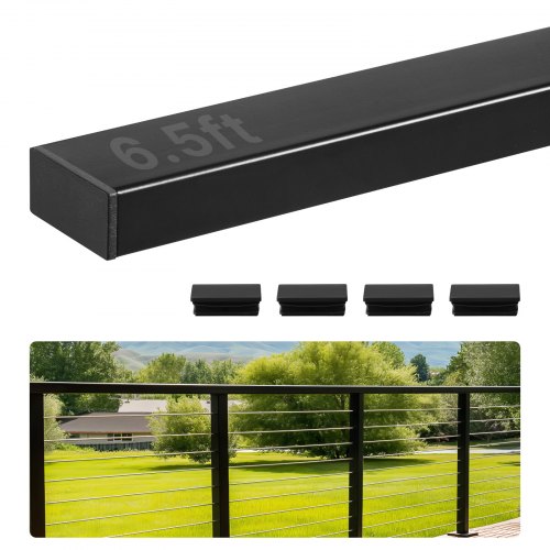 

VEVOR Main Courante de Garde-corps Balcon, 198 cm, Rampe d'Escalier Rectangulaire en Acier Inoxydable, avec Embouts, Revêtement Noir Mat, pour Couloirs, Escaliers Intérieurs et Extérieurs, Terrasses