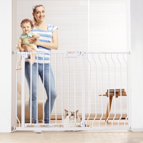 VEVOR Barrière de Sécurité Extensible 75-123 cm Hauteur 76 cm Barrière d'Escalier à Fermeture Automa