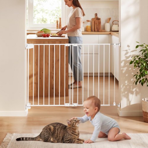 

VEVOR Barrière de Sécurité Bébé, Largeur Réglable 670-1080 mm, Barrière Porte Chien, Hauteur 715 mm, Fixation par Perçage avec Accessoires, Sans Barre au Sol, Pour Escaliers, Passages et Maison, Blanc