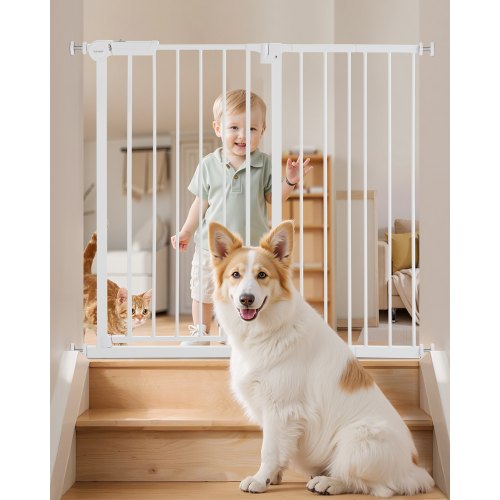 

VEVOR Barrière de Sécurité Extensible Largeur 65-101,6 cm Hauteur 91,4 cm, Barrière d'Escalier Réglable, Clôtures pour Chiens Animaux de Compagnie, Ouverture à Une Main, pour Couloir Porte, Blanc