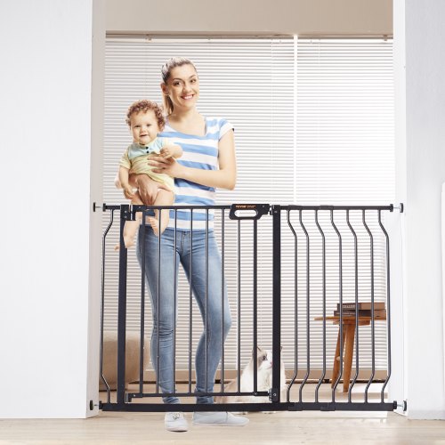 VEVOR Barrière de Sécurité Extensible 75-123 cm Hauteur de 76 cm Barrière d'Escalier à Fermeture Aut