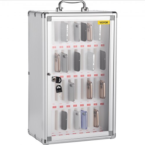 VEVOR Casier de Rangement pour Téléphone Portable 36 Emplacements Cabine Verrouillable pour Téléphone en Alliage dAluminium 32x20x51 cm Armoire de Rangement Téléphone Portatif Salle de Réunion Classe