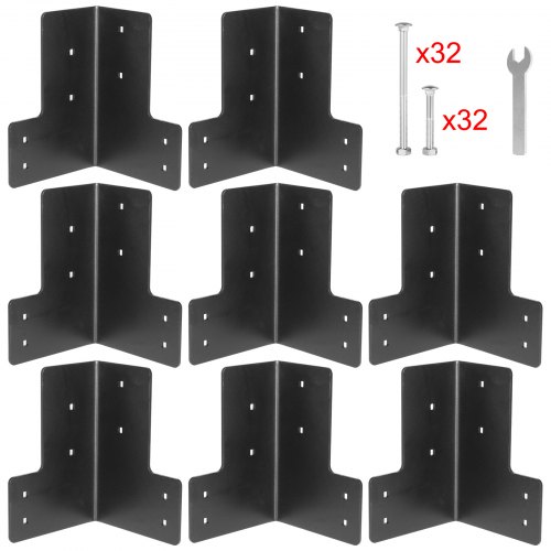 VEVOR Porteur de Clôture Manchon, Support Poteau à Visser, Pied de Poteau Supports Revêtus de Poudre Platine pour Poteau de Clôture Assemblage Facile Ensemble Complet 25.4x17.8x10cm Noir 8pcs