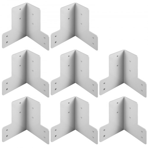 VEVOR Porteur de Clôture Manchon, Support Poteau à Visser, Pied de Poteau Supports Revêtus de Poudre Platine pour Poteau de Clôture Assemblage Facile Ensemble Complet 25.4x17.8x10cm Blanc 8pcs