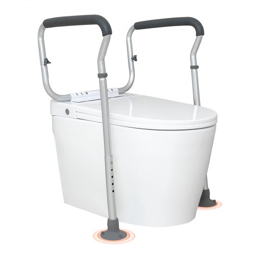 

VEVOR Cadre Toilette Sécurisé Largeur et Hauteur Réglables Barre d'Appui pour WC avec Accoudoirs en Alliage d'Aluminium Charge 136 kg Deux Pieds Ventouses pour Handicapés Enceintes Personnes Âgées