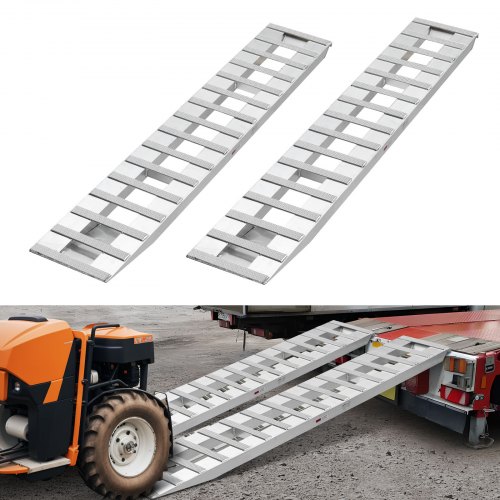 

VEVOR Rampe de Chargement en Aluminium Lot de 2, Rampe d’Accès de 240x38 cm, avec Capacité de Charge 2721,6 kg et Plaques Antidérapantes, pour Chariot Tracteur Agricole VTT Tondeuse à Gazon Moto