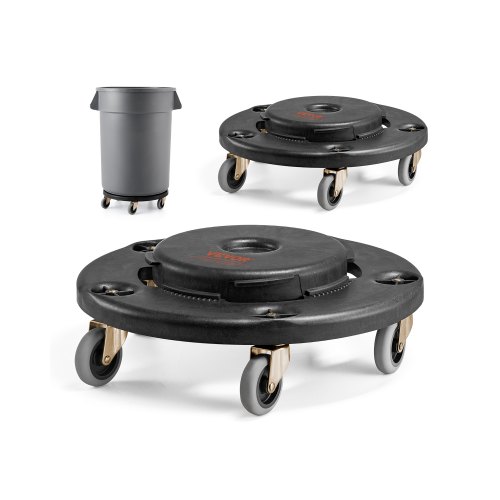 

VEVOR Chariot à Poubelle 75,7/121/166,5/208 L Socle à Roulettes à Poubelles Rond, Lot de 2, Capacité de Charge 227 kg, avec 5 Roues Pivotantes, Chariot Multifonctionnel Robuste, pour Transport Déchets
